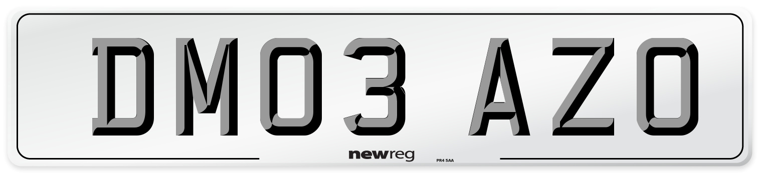 DM03 AZO Number Plate from New Reg